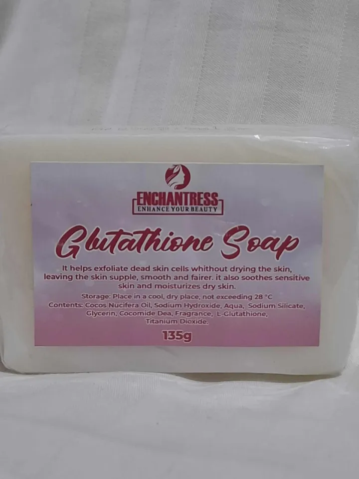 ENCHANTRESS GLUTATHIONE SOAP EXFOLIATE DEAD SKIN SMOOTH AND FAIRER SKIN SOOTES SENSITIVE SKIN MOISTURIZES DRY SKIN 135 G Gentle Formula Moisturizing Brightening Nourishing Dry Skin - Lazada