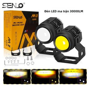 Đèn Pha Mini SENLO 12V Đèn LED Chiếu Điểm Đèn Pha Xe Máy Đa Năng Chống Nước 30W 30000LM M1 6000K Trắng/vàng