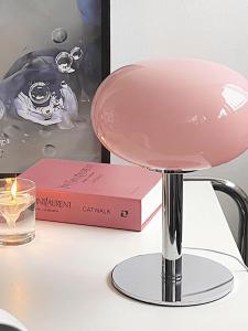 Girl Pink Glass Lamp Classy Designer Lamps Bloggers Same Style Study and Bedroom Bedside Lamp Internet Celebrity Ambience Light