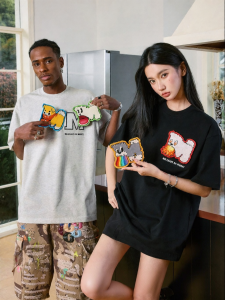MEDM | Brush Embroidery Velcro Casual Short Sleeve T-Shirt