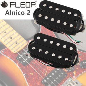 FLEOR Alnico 2 Humbucker Pickup Electric Guitar Double Coil Neck and Bridge Pickup Set-Black