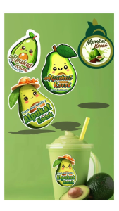 Stiker label cup ES Alpukat Kocok  1 Lembar isi 49 pcs Ready Stock