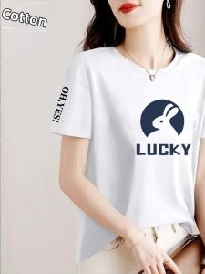 HUAXUNRAN | Cotton Round Neck Printed Loose Fit Plus Size Slim Stylish Womens T-Shirt