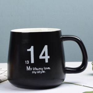 Ceramic Cup with Lid and Spoon for Couples Matte Finish
