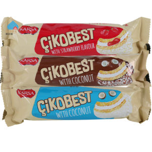 KARSA Coconut Flavored Coated Cotton Candy Heart Cake 56g Strawberry Flavor Chocolate Flavor Snacks Turkish Production