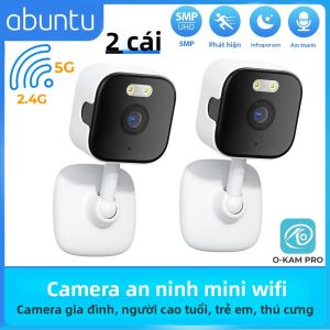 Camera Wifi Mini 5MP 2 Chiếc Băng Tần Kép 2.4G/5G Tầm Nhìn Ban Đêm Màu Sắc Trong Nhà Phát Hiện Chuyển Động Người An Ninh Gia Đình Với Zoom Kỹ Thuật Số 5X O-KAM PRO