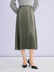 French Elegant Luxurious Lustrous Satin A-line Skirt