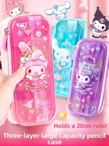 Kawaii Large Capacity Transparent Pencil Case Girls School Supplies Bag Sanrio Hello Kitty Stationery Case for Primary And Middle School Girls