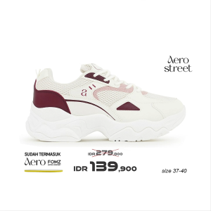 Aerostreet 37-40 Kiara Natural Maroon Natural - Sepatu Sneakers Wanita