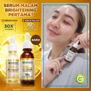 Garnier Bright Complete Overnight Vitamin C Serum 30 ml - Serum Malam Vitamin C Mencerahkan (Skincare Serum brightening dark spot flek hitam) Skincare Untuk Mencerahkan Serum Pemutih Kulit - Lazada