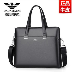 Luxury Leather Briefcase Handbag for Men Business Document Bag Stylish Trendy Soft Handle Polyester Lining Zipper Closure