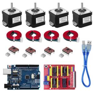 Two Trees | 4-Lead Nema17 Stepper Motor 42 Motor+CNC Shield V3 Engraving Machine 3D Printer Parts+4pcs A4988 Driver Expansion Board R3