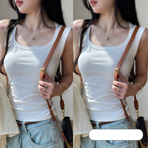Miiow | White Sleeveless Vest Womens Inner Wear Summer Thin Square Collar Cover Side Fat Hide Back Square Collar Tank Top Strap
