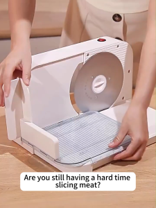 MONDIAL Upgrade Electric Food Slicer 150W Copper Motor Foldable Household Slicing Machine 1‑15mm Adjustable Thickness Include Spare Blade & Safety Pusher for Meat Fruits Vegetables 220V