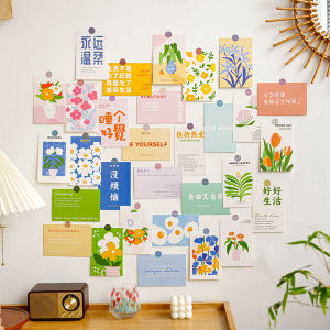 Fresh Text Card Wall Stickers Florals Stickers Room Dormitory Desktop Wall Decoration Ins Style Photo Props