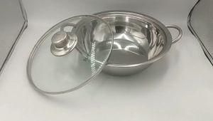 Nồi lẩu 2 quai Inox 430  26cm nắp kính hàng chính hãng bảo hành 5 năm