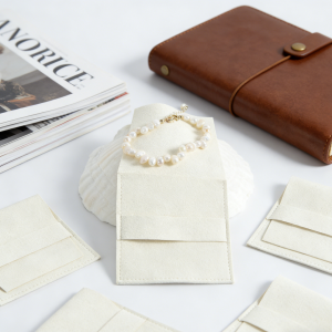 10Pcs Soft Microfiber Envelope Jewelry Pouches with Band Reusable Storage Bags for Rings Earrings Pendants &Other Tiny Jewelry