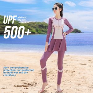 XTEP | Conservative Plus Size Long Sleeve & Pants Swimsuit