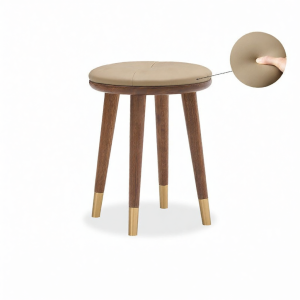 YUANSHI YUANSU | Modern Luxurious Walnut Wood Vanity Stool Soft Upholstered