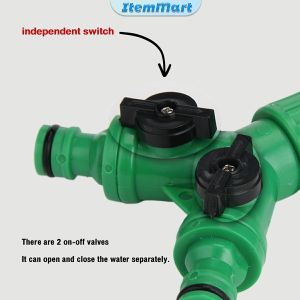 ItemMart 2 Way 1/2-3/4" Garden Hose Splitter Y-Type Watering Connector Distributor Outdoor Tap Faucet Sprinkle