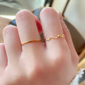 Ultra-Thin Band Ring for Women Non-Fading Index Finger Design Fashionable Titanium Steel Jewelry Geometric Pattern Stackable