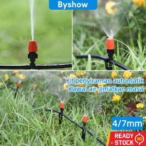 Byshow Plant Dripping System Drip Kit Outdoor Garden Solar Digital Timer Self Auto Water Micro Irrigation with roof Mist Nozzle sprinkler head valve Automatic Watering Device for Flower Pots Landscaping Cooling Horticulture fert