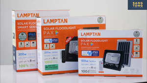Lamptan Solar Floodlight Smart Sensor 300w รุ่น PAX โคมไฟโซล่าเซลล์ ฟลัดไลท์ จากแลมตั้น IP65 ทนฟ้าฝน รับประกันผ่านศูนย์ แลมตัน 1 ปี