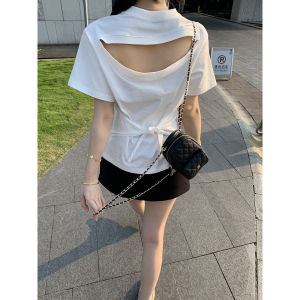 Short Sleeve Slim Waist Fashion Tee White