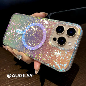 Colorful Sparkling Diamond Pattern High-End Phone Case for  15ProMax Magnetic Absorption Suitable for 14Plus Unique Womens Style 13Laser Flash Powder 12Protection Case 17Trendy Brand
