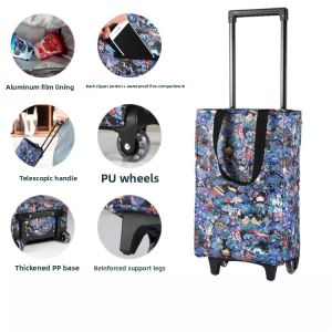 Foldable Portable Shopping Cart Small Pulling Car Vegetable Buying Hand-drawn Cart Lightweight Elderly People Shopping Cart