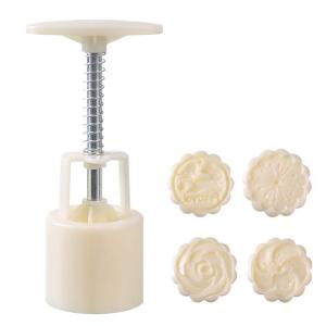 Flower Shaped Mooncake Mold Set Cake Mold Hand Pressure Fondant Moon Flower Moon Cake Mold With 4Pcs Stamps Dropshipping