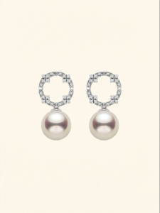 Helas | Customized Akoya Pearl Earrings High Brightness 18K Gold Diamond