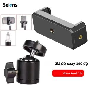 Giá Đỡ Điện Thoại Di Động Đa Năng Selens Xoay 360 Độ Đầu Cầu Vít 1/4 Tương Thích Với Tất Cả Các Loại Điện Thoại Dùng Được Với Chân Máy Ảnh Và Monopod