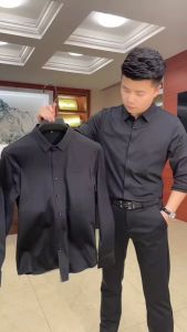 PROMO Kemeja Alisan Pria Polos Slimfit & Kemeja Lengan Panjang Merah Cabe