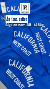 [Bigmen] - Áo thun cổ tròn chất cotton in chữ basic West Coast bigsize nam 85-145kg