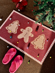 Đệm Chân Đi Vào Nhà Kiểu Dáng Hoạt Hình Hoạt Hình Đỏ INS Chống Bụi Chống Trượt Đệm Chân Đi Vào Nhà Đệm Chân PVC Hình Chữ Nhật