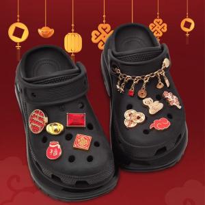 New Year Combination Hole Shoe Buckle Matching Carrols Accessories Festive Red Lucky Wealth Attracting Shoe Flower
