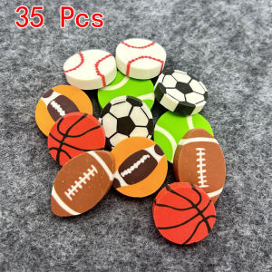 35Pcs Students Stationary Novelty Pencil Rubber Eraser For Children Kids Cartoon Football Basketball Mini Eraser School Erasers