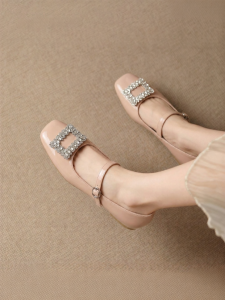 Agsdon | Comfortable Pink Mary Jane Flat Shoes Internal Height Increasing