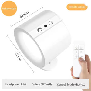 Magnetic 360° Rotating LED Wall Light Touch Remote Control 10 Brightness Levels USB Rechargeable -Dimmable Reading Light