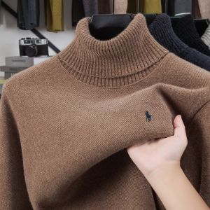 High end brand plush warm mens pullover knitted high neck comfort casual designer luxury pony embroidery fashion Paul sweater