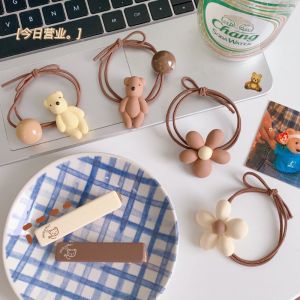 Hair Rope Female Cute Frosted Bear Flower Hair Tie Hairpin Sweet Hair Ties Hair Rubber Band Bangs Hair Clip Hair Accessories