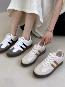YOTO Casual Women and Men Shoes Synthetic Style Two Parallel Lines Design Low Top Sneakers