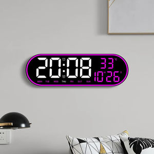 15 Inch Large Wall Clock Remote Control Digital Alarm Clock Electronic Dual Alarms Temp Date Time Week Display 12/24H LED Clock
