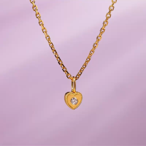 Chow Sang Sang  周生生 999 Gold MINTY Collection Heart-Shaped Diamond Pendant for Women 96729P [Necklace not Included]