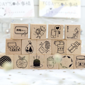 Mojing Hobo One Page a Day Denim Casual Life Gadget Wooden Stamp Notebook Collage DIY Decoration Rubber Stamp