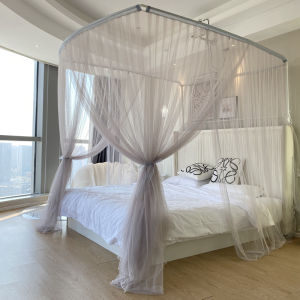 Retractable Stainless Steel U-Shaped Mosquito Net Princess Style Bedroom Floor Standing Curtain for Home Use