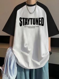 Áo Thun Nam Tay Ngắn Mùa Hè 2025 Dáng Rộng Cotton Pha Trộn Màu Khối Thời Trang Thường Ngày in Họa Tiết 3D Thoáng Khí