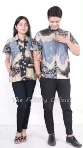 felicitybatik - Atasan Kemeja Batik Wanita Pria Couple Seragam Batik Berkerah Lengan Panjang Pendek [hiu]