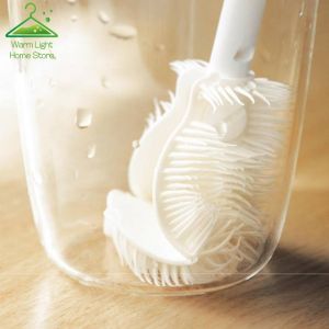Multi-Functional TPE Bristles Cleaning Cup Brush Long Handle Milk Bottle Glass Cup Hangable Practical Kitchen Cleaning Tool